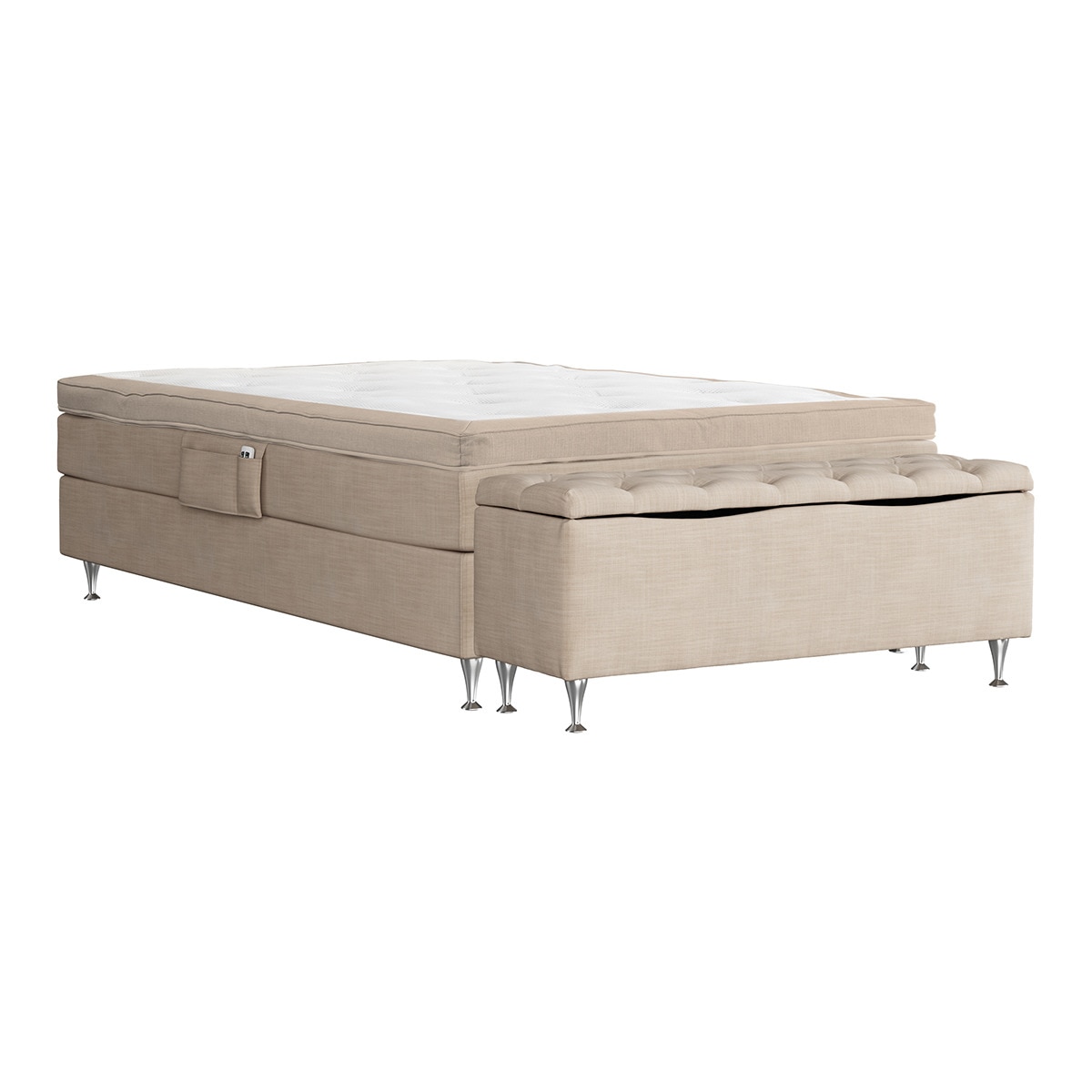 Pack colchón + base eléctrica con patas + topper + baúl de regalo Firme Vaxo Ajustable Hamta Kraft by Scapa Beige-1
