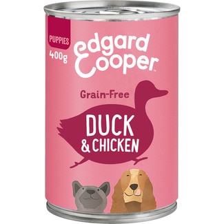 comida húmeda para perros cachorros con pato y pollo Grain Free lata 400 g - Edgard&cooper