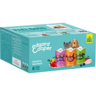comida húmeda para perros adultos con ciervo 2 latas 400 g con pollo 2 latas 400 g con cordero 2 latas 400 g - Edgard&cooper