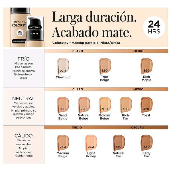Base de maquillaje permanente Colorstay acabado mate SPF15 tono 320