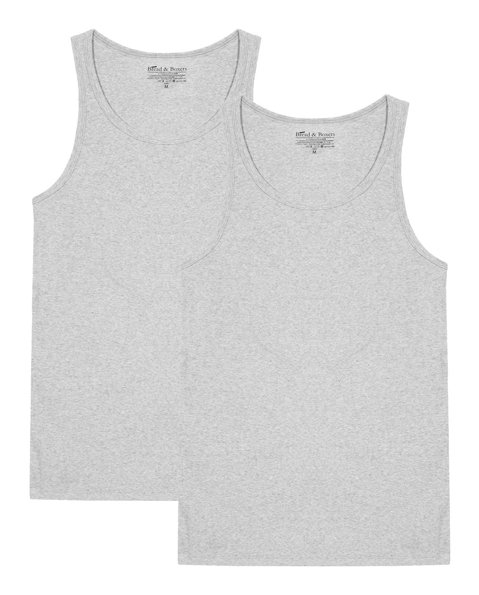 Pack de Duas T-shirts Lisas Sem Mangas Cinzento-claro-5