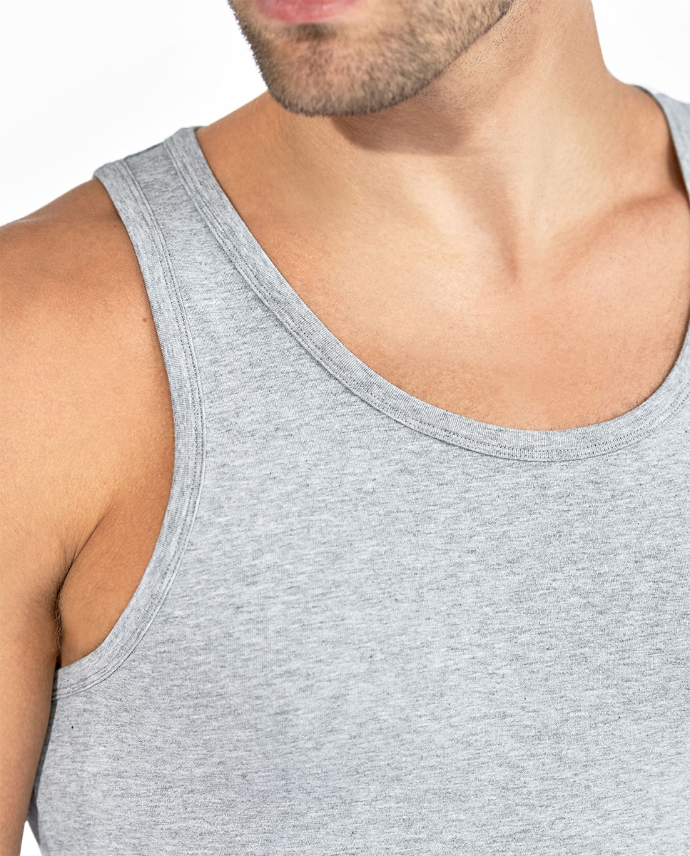 Pack de Duas T-shirts Lisas Sem Mangas Cinzento-claro-4