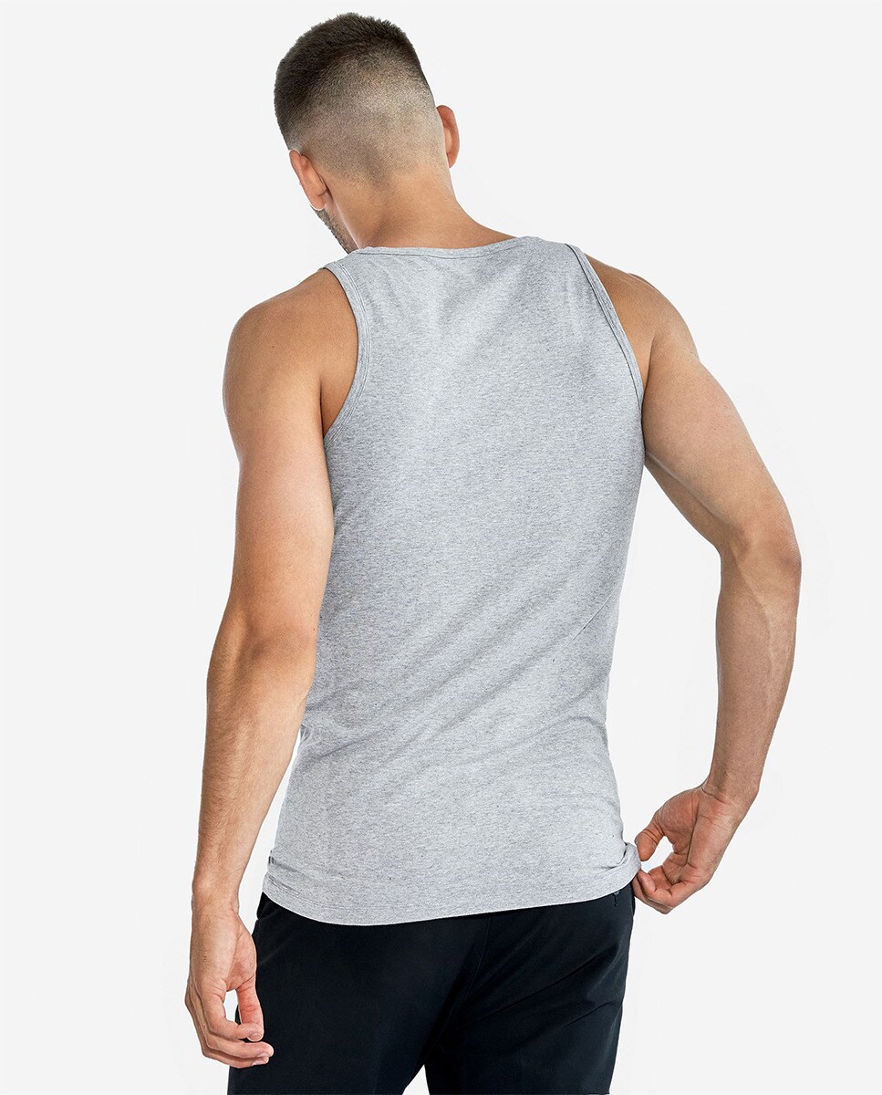 Pack de Duas T-shirts Lisas Sem Mangas Cinzento-claro-2