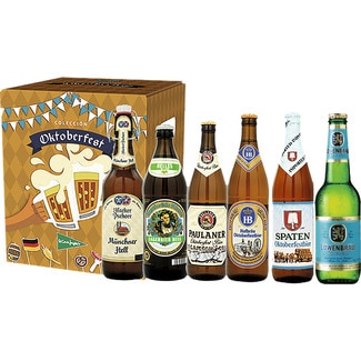 cervezas alemanas de trigo Oktoberfest (Paulaner,Spaten,Hofbräu,Augustiner,Hacker) pack 5 botellas 50 cl + 1 botella Lowenbrau 33 cl - Coleccion Oktoberfest