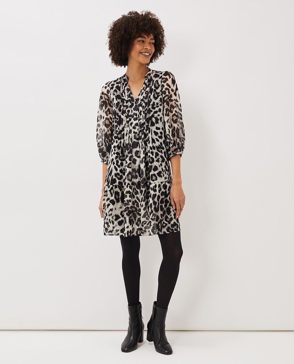 Robe courte à manches troisquarts avec imprimé animal