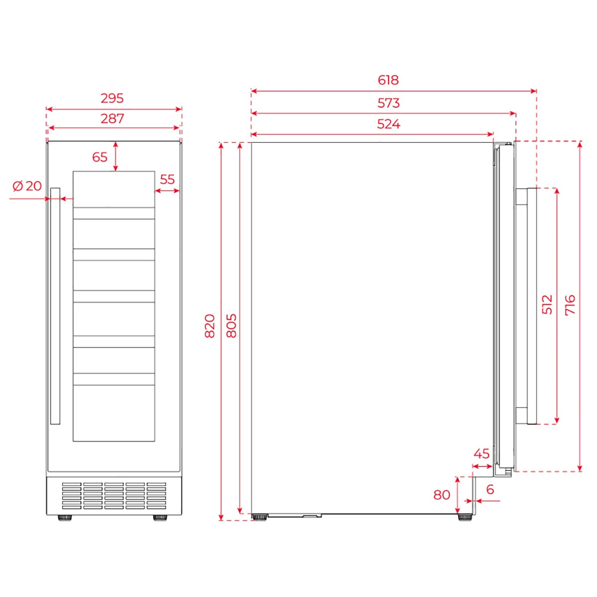 Vinoteca Teka con capacidad para 20 botellas - RVU 10020 Cristal negro-4