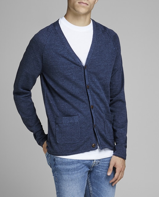 Imagen 0 de Chaqueta de punto de hombre azul marino con bolsillos