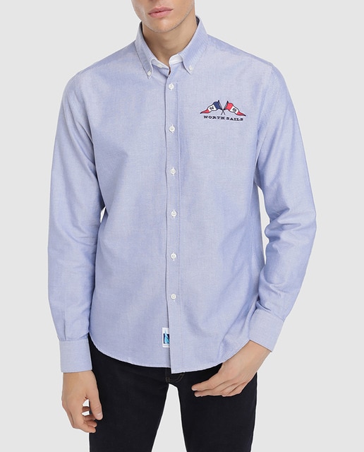 Imagen 0 de Camisa de hombre regular lisa azul
