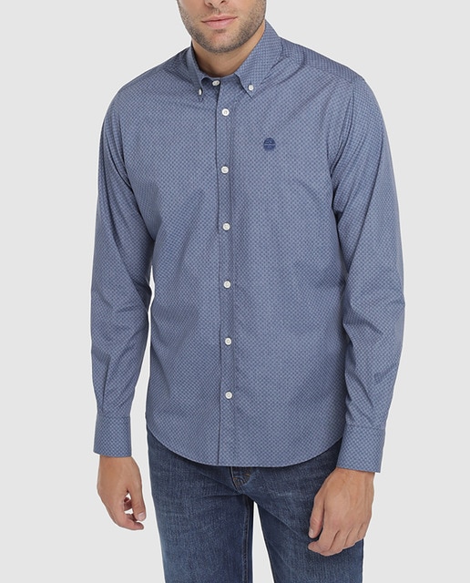 Imagen 0 de Camisa de hombre regular estampada azul