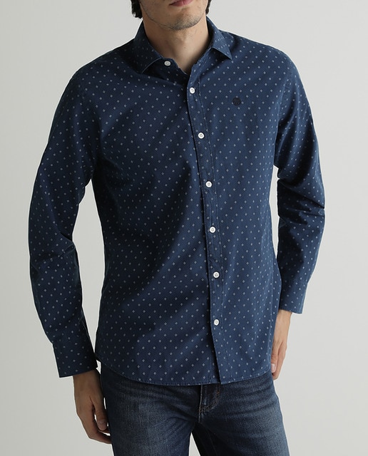 Imagen 0 de Camisa de hombre regular estampada azul