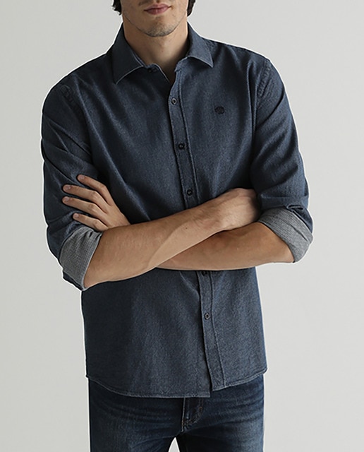 Imagen 0 de Camisa de hombre regular lisa azul