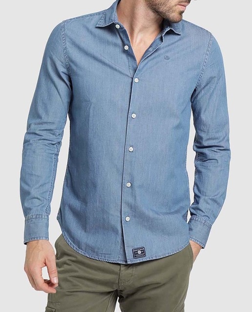 Imagen 0 de Camisa vaquera de hombre slim lisa azul