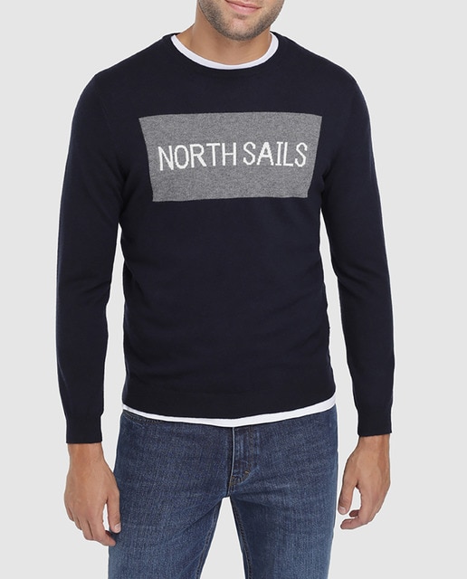 Imagen 0 de Jersey de hombre azul con el cuello redondo