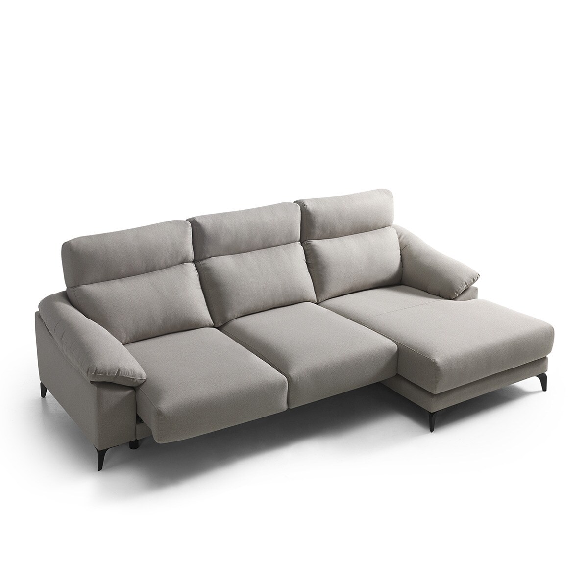 Sofá de 3 Lugares com Chaise-longue Direita Alabama Bege-6