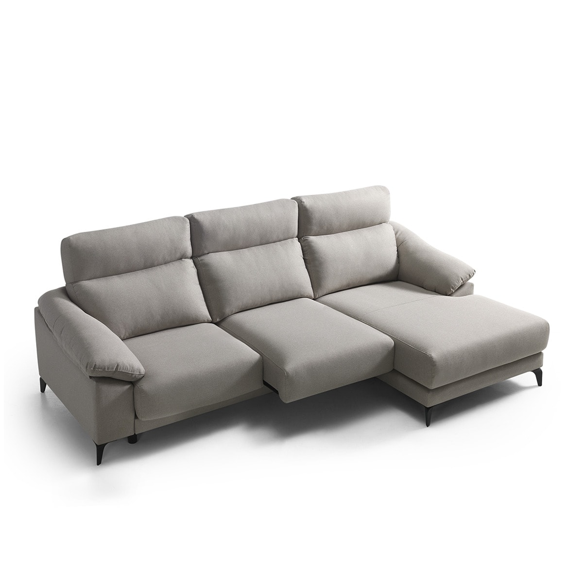 Sofá de 3 Lugares com Chaise-longue Direita Alabama Bege-5