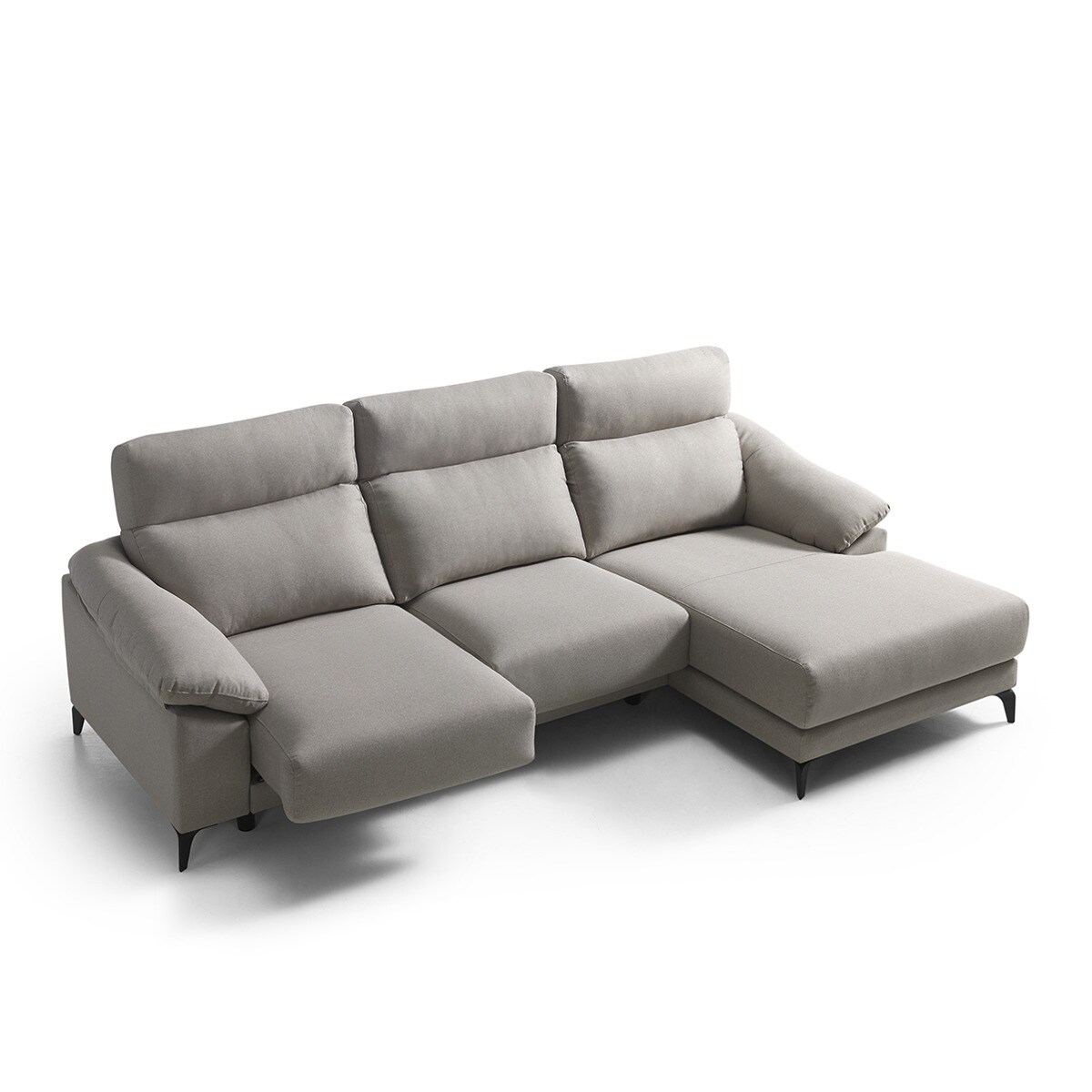 Sofá de 3 Lugares com Chaise-longue Direita Alabama Bege-4