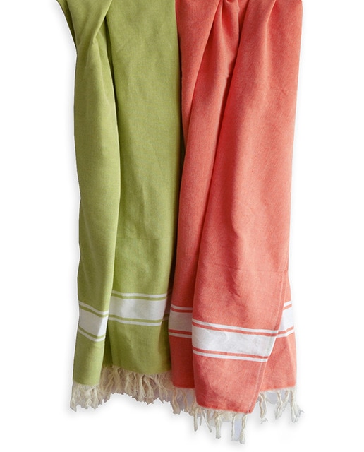 Imagen 0 de Toalla playa fouta 160 x 180  pistacho/rojo ( pack 2 uds )