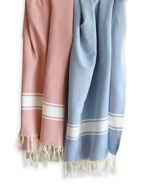 Imagen 0 de Toalla playa fouta 160 x 180  rosa/celeste ( pack 2 uds )