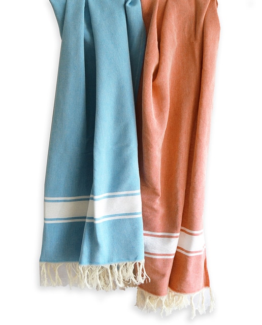 Imagen 0 de Toalla playa fouta 160 x 180  turquesa/naranja  ( pack 2 uds )