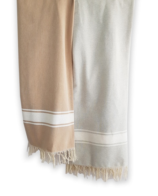 Imagen 0 de Toalla playa fouta 160 x 180 visón/gris ( pack 2 uds )