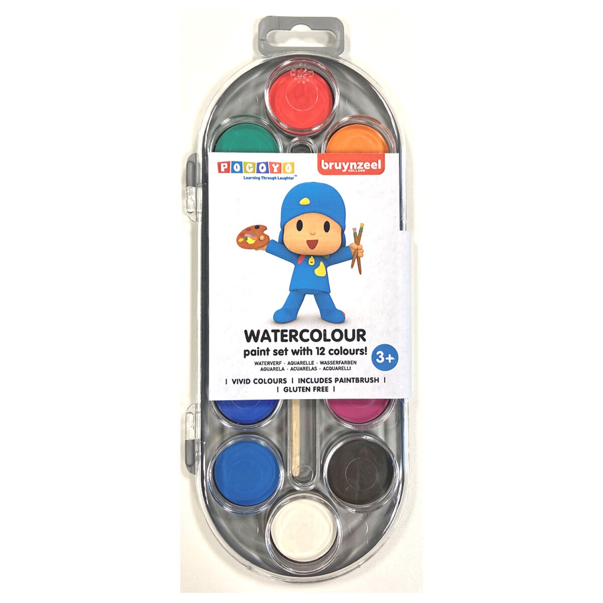 Set de doce pastillas de acuarelas de colores Pocoyo Bruynzeel multicolor Multicolor-1