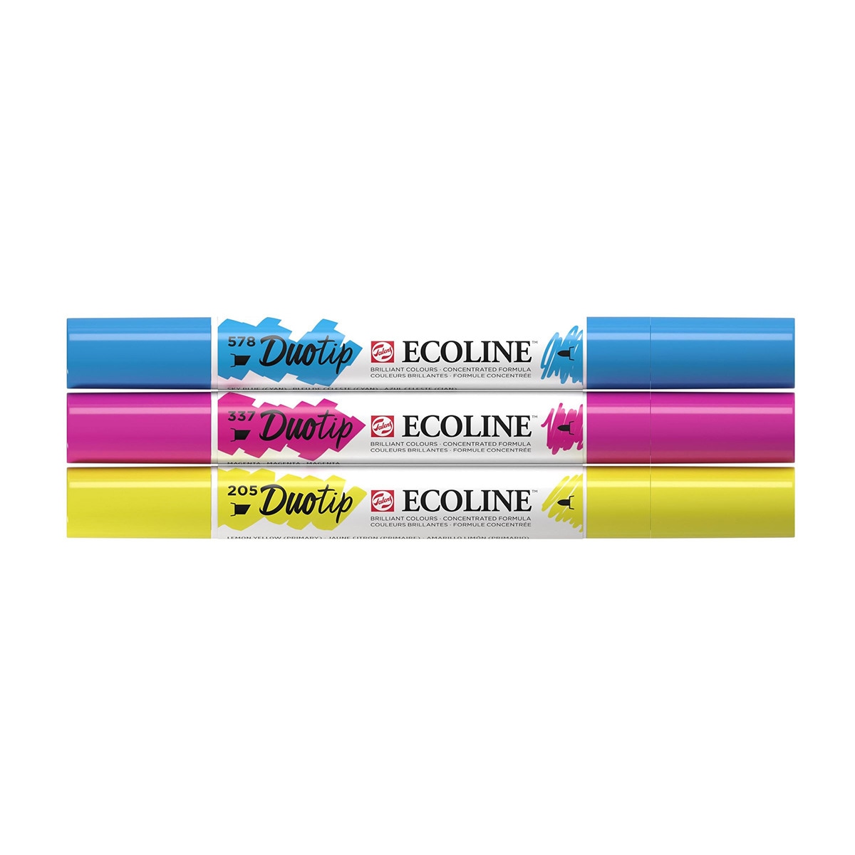 Conjunto de Três Marcadores de Ponta Dupla de Cores Primárias - Multicolor Multicolor-2