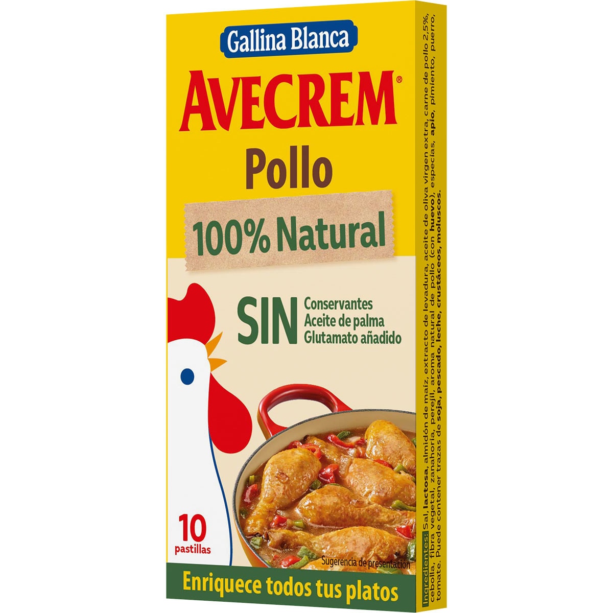 caldo de pollo 100% natural sin gluten 10 pastillas blister 100 g