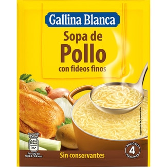 sopa de pollo con fideos finos sobre 71 g - Gallina Blanca