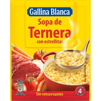 sopa de ternera con estrellitas sobre 74 g - Gallina Blanca