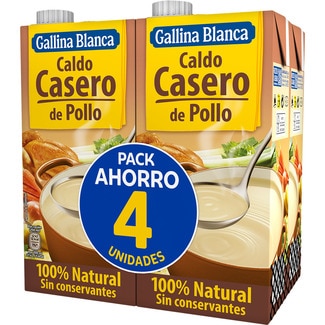 caldo de pollo casero 100% natural pack 4 envases 1 l - Gallina Blanca