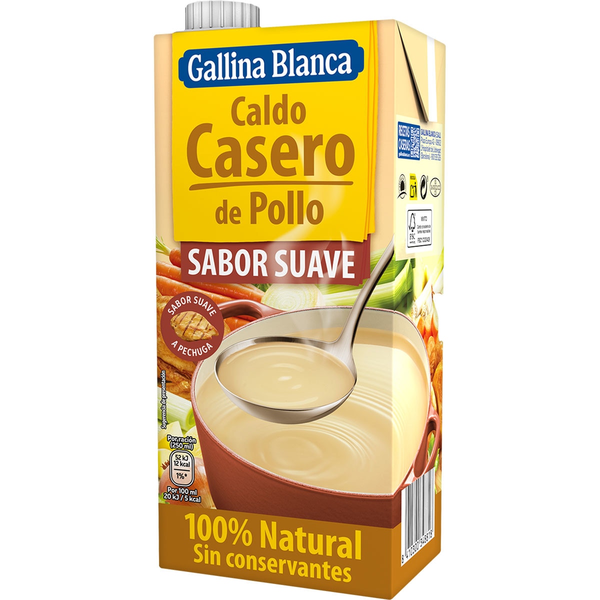 caldo de pollo casero 100% natural suave envase 1 l