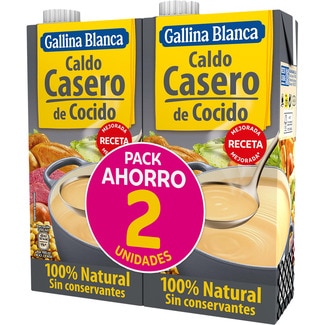 caldo de cocido casero 100% natural sin gluten pack 2 envase 1 l - Gallina Blanca