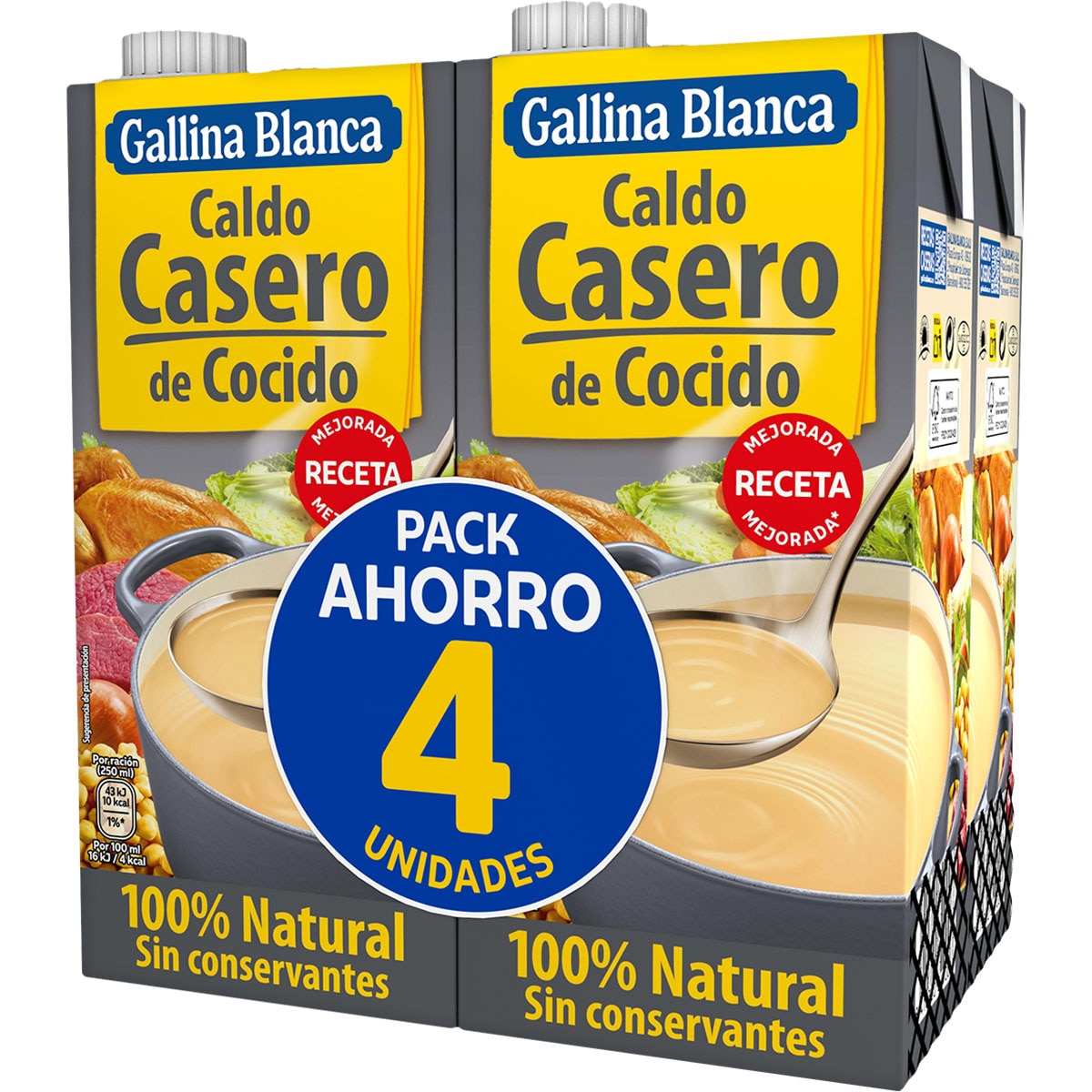 caldo de cocido casero 100% natural pack 4 envase 1 l
