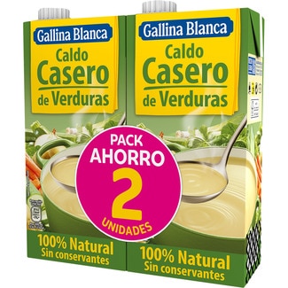 caldo de verduras casero 100% natural sin gluten pack 2 envase 1 l - Gallina Blanca