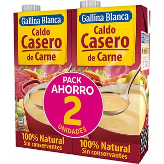 caldo de carne casero 100% natura sin glutenl pack 2 envase 1 l - Gallina Blanca