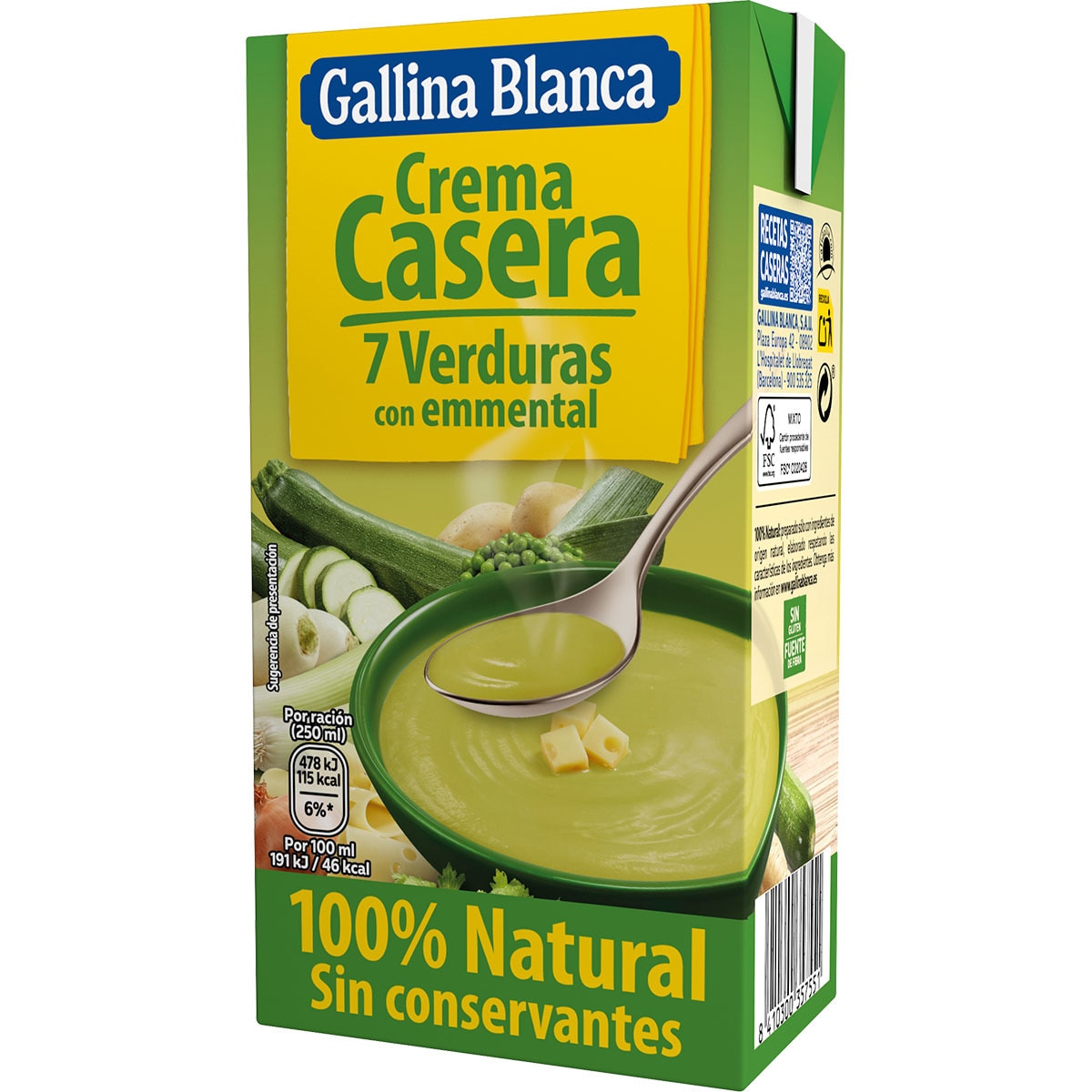 crema de 7 verduras con emmental casera sin gluten envase 500 ml