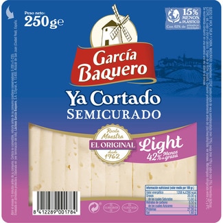queso semicurado mezcla madurado light ya cortado cuña 250 g - Garcia Baquero