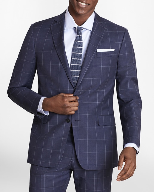 Imagen 0 de Chaqueta de traje de hombre regular de cuadros azul