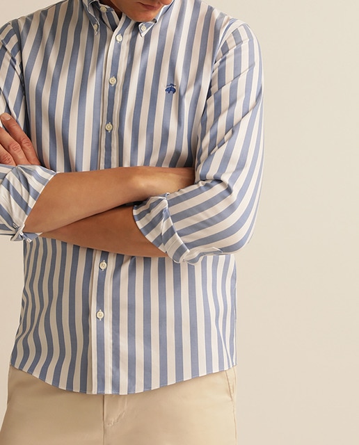 Imagen 0 de Camisa Milano de popelín de hombre extra slim de rayas azul