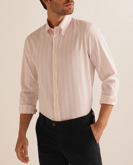 Imagen 0 de Camisa Milano de popelín de hombre extra slim de rayas rosa