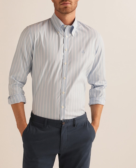 Imagen 0 de Camisa Milano de popelín de hombre extra slim de rayas azul