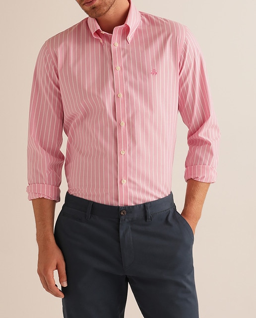 Imagen 0 de Camisa Milano de popelín de hombre extra slim de rayas rosa