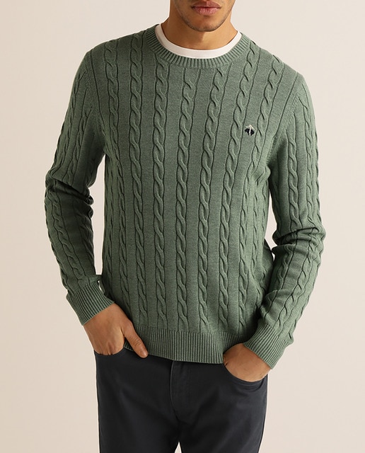 Imagen 0 de Jersey de hombre verde con cuello caja