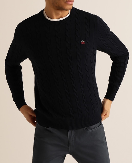 Imagen 0 de Jersey de algodón pima de hombre azul con el cuello redondo