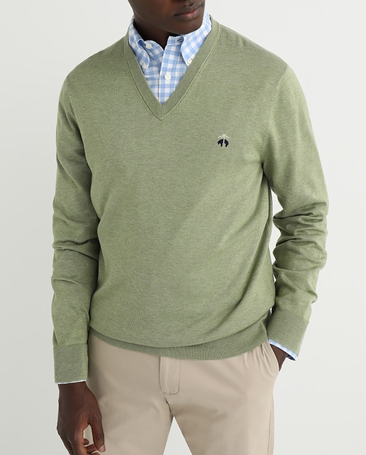 Imagen 0 de Jersey de hombre verde con cuello de pico con logo