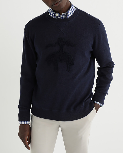 Imagen 0 de Jersey de hombre azul con el cuello redondo