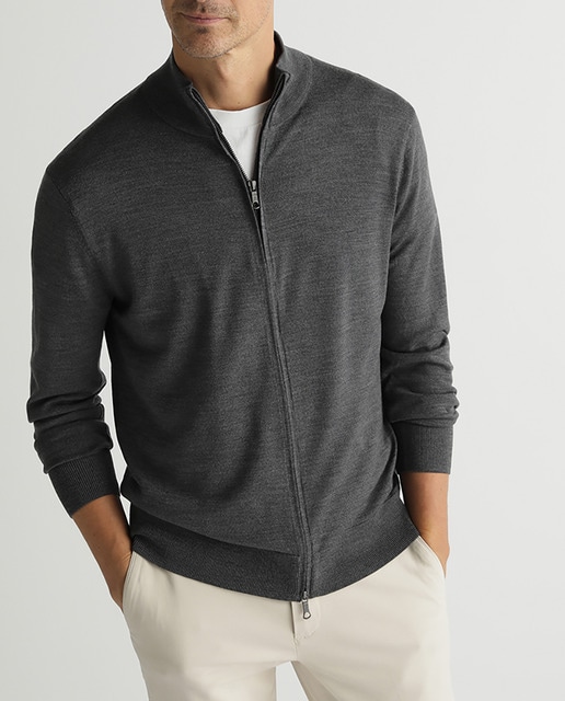 Imagen 0 de Chaqueta de punto de hombre gris con cremallera