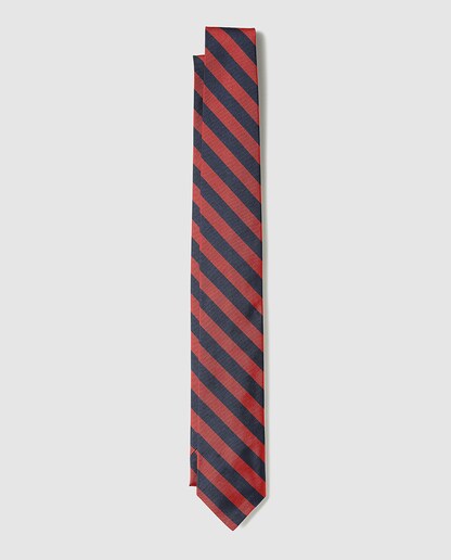 Imagen 0 de Corbata de seda con estampado de rayas a contraste