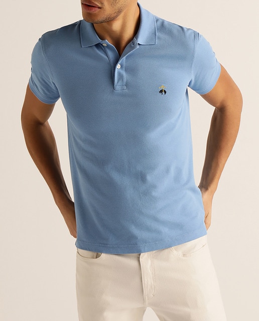 Imagen 0 de Polo en algodón supima de hombre slim azul de manga corta