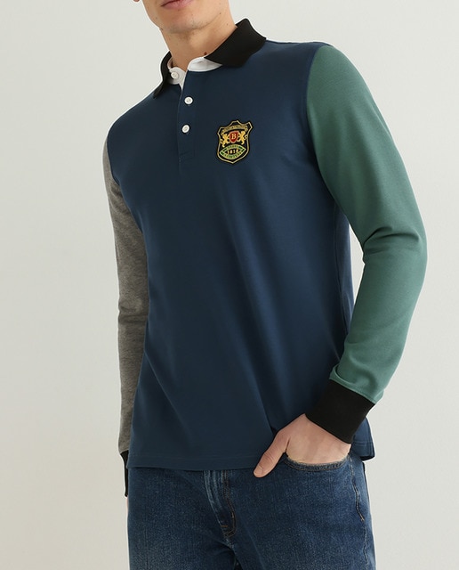 Imagen 0 de Polo de hombre slim de manga larga multicolor